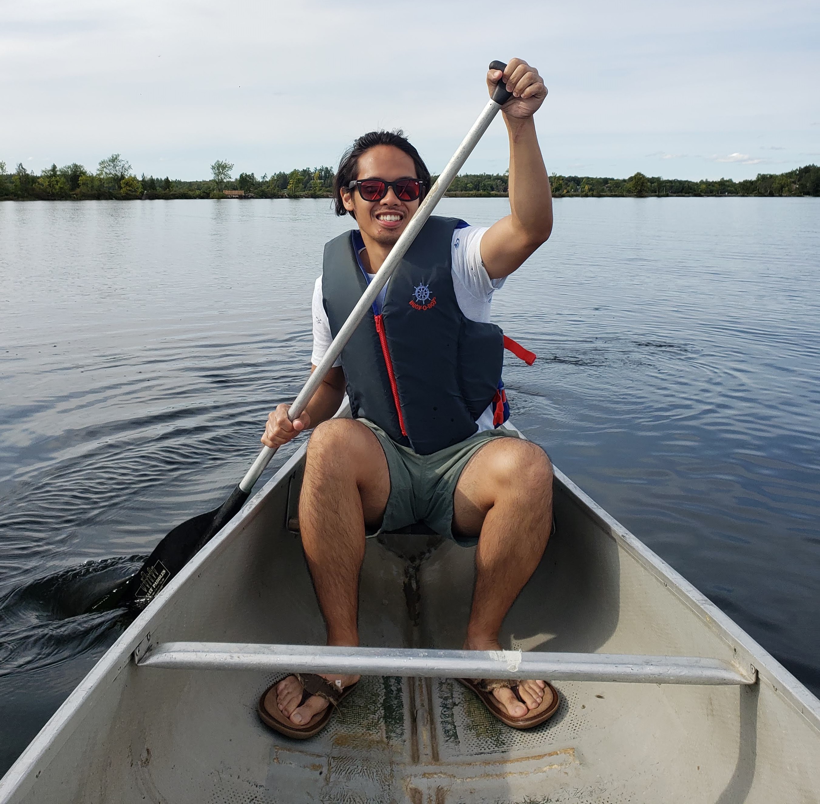 Hans on a canoe.